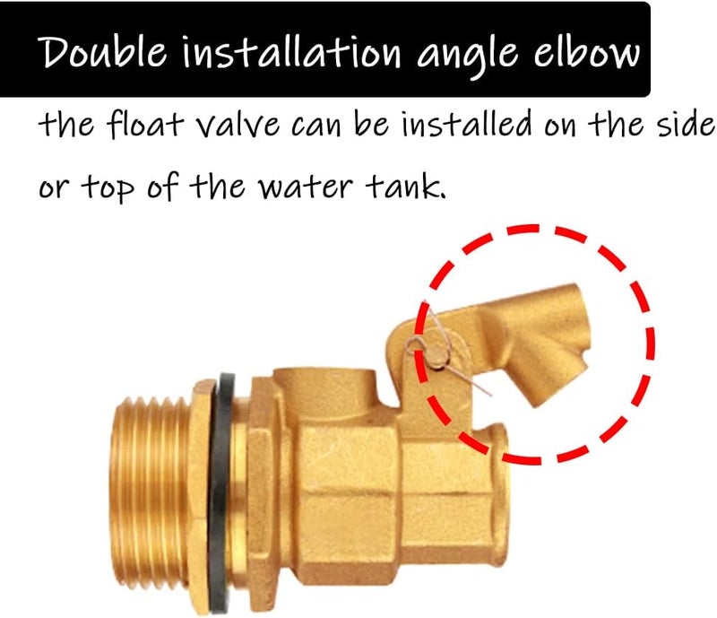 Uenede Float Ball Valve DN15 1/2" Male Thread Stainless Steel Floating Ball Brass Valve Automatic Switch for Stock Tank Pool Water Level Control - Image 3